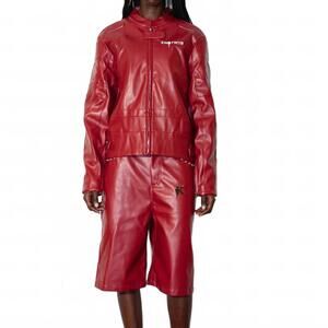 NEW KNOTWTR i’m worth a lot leather jacket in maroon